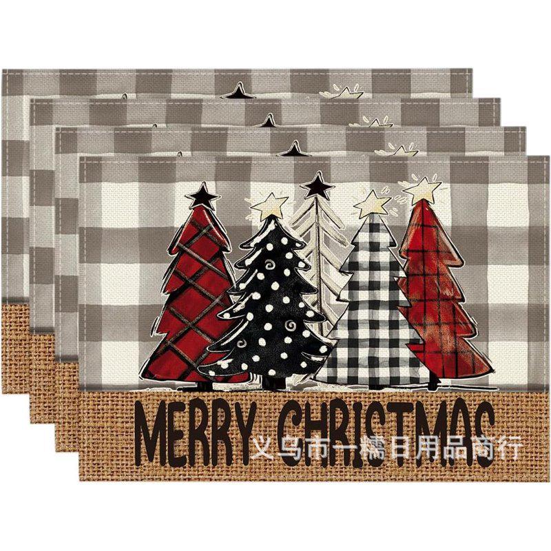 Christmas Snowman & Snowflake Plaid Insulated Placemat - Festive Table Decoration