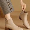 Soft Leather Thick Heel New Autumn and Winter Short Boots Women's Low Heel Pointed Soft Sole Comfortable Single Boots Fashionable Versatile
