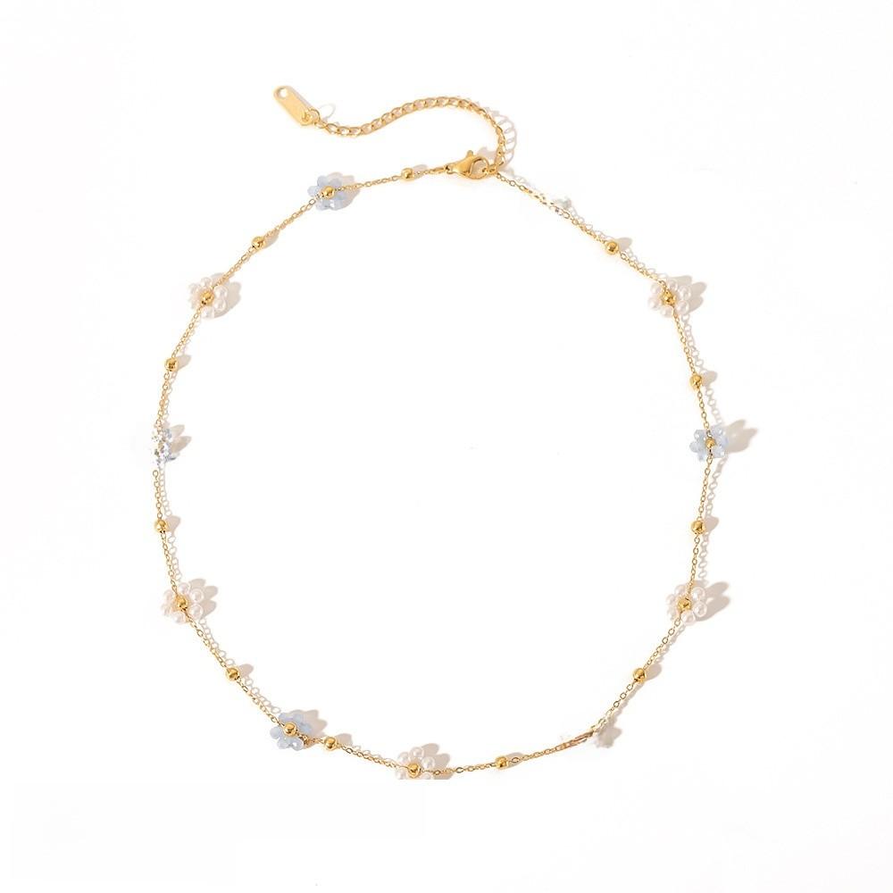 Boho Flower Pendant Necklace With Electroplated Finish For Women Summer Jewelry