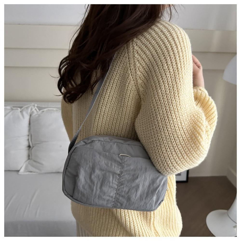 New Solid Color Sling Crossbody Bag Quick-dry Nylon Square Bag Zipper Large Capacity Handbag Women Square Bag