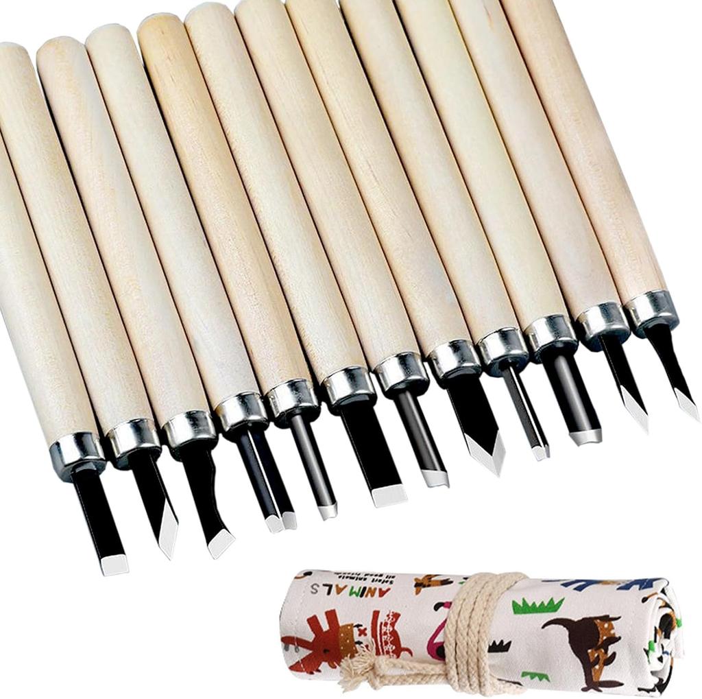 Wood Carving Tools Set 12 Pcs,Wood Carving Kit Set , Wood Whittling Kit for Beginners Kids Adults.