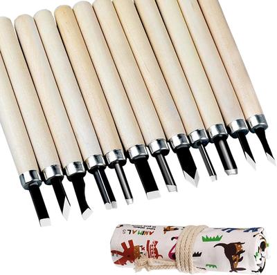 Ensemble d'outils de sculpture sur bois 12 pièces, Ensemble de kit de sculpture sur bois, Kit de sculpture sur bois pour débutants, enfants, adultes.