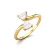 0.50 Cts Trilion Pearl Double Stone Bypass 925 Sterling Silver Gold Vermeil Engagement Women Ring