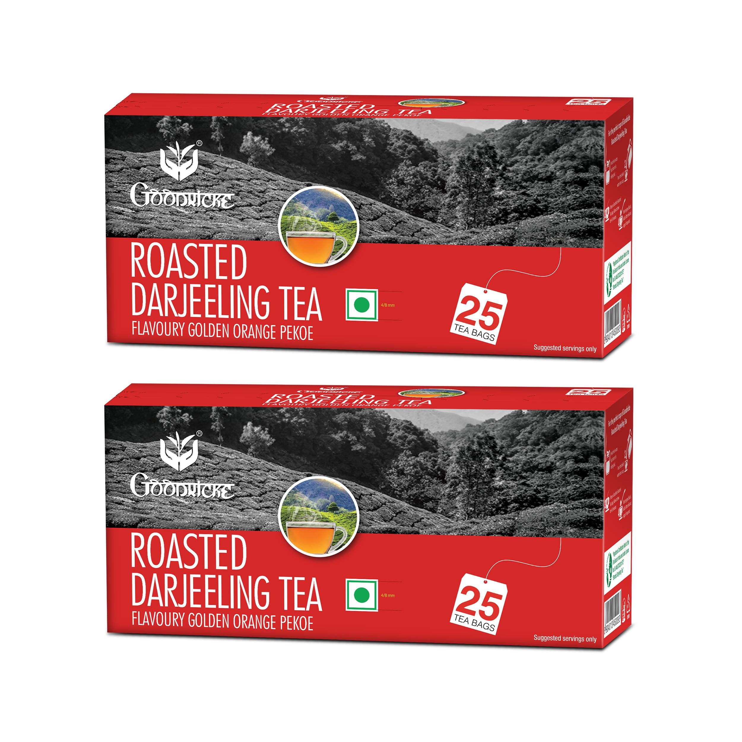 GOODRICKE Roasted Darjeeling Tea Bags - 25 TeaBags (Pack of 2) | Flavoury Golden Orange Pekoe | Premium Black Tea with Rich Taste & Flavor