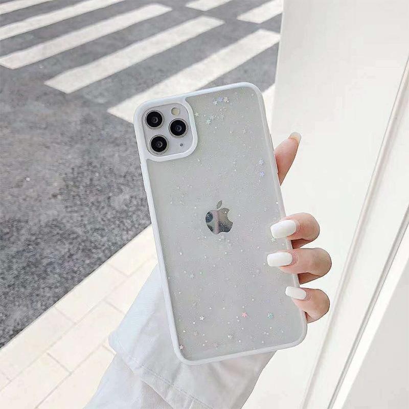 Glue Glitter Mobile Phone Case for IPhone16promax Transparent Solid Color for Apple 15/14/xsmax/17