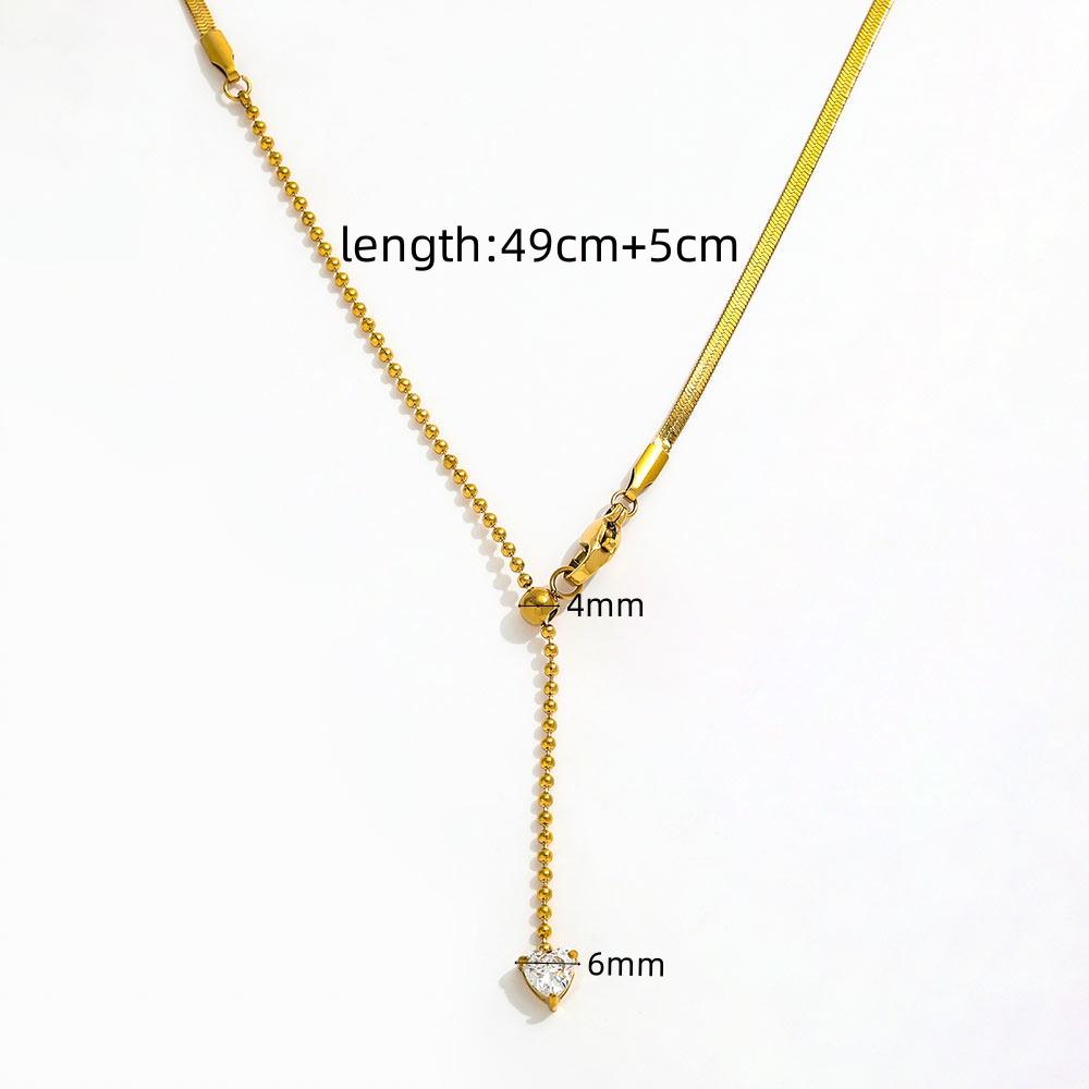Fenny 18K PVD Plated No Fade Fashion Zirconia Snake Bone Blade Chain Adjustment Y Necklace for Women Stainless Steel