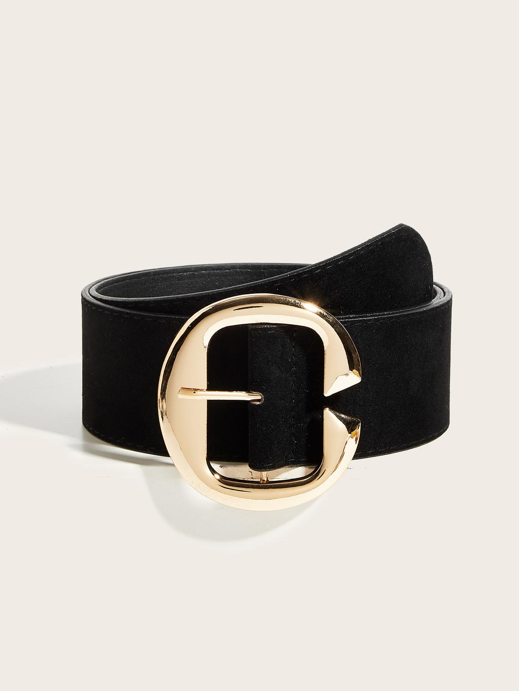 

Винтажный Широкий Пояс в Стиле Мелард Для Женщин с Квадратной Золотой Пряжкой Повседневный Аксессуар на Талию Black Gold