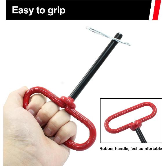 3/8 X 4 Inch Trailer Tow Hitch Pin And Clip, Tractors Hitch Cotter P For RV, Tractor, Lawn Mower (Red)