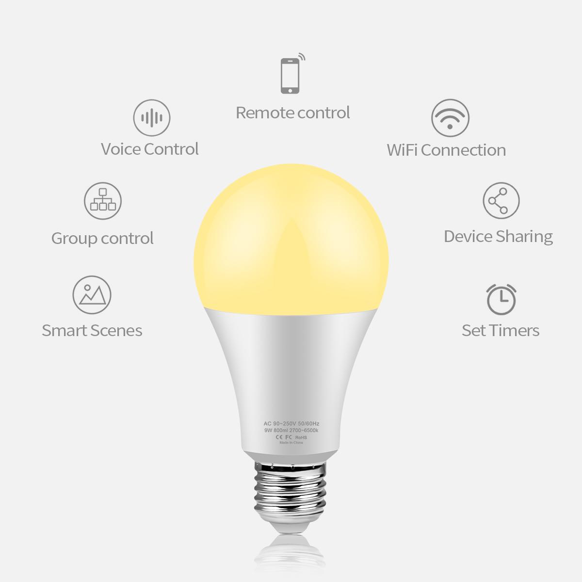 Tuya Wi-Fi E27 Светодиодная лампа RGBCW Светодиодная лампа Alexa Smart Bulb — фото 3