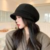 Autumn and winter hat women's big head circumference shows face small octagonal hat advanced temperament bucket hat versatile basin hat