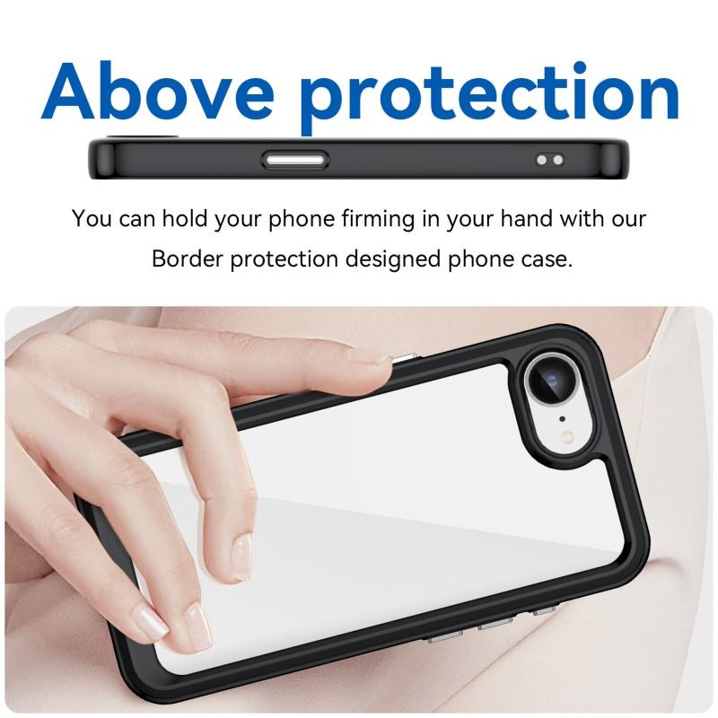 For iPhone 16e Phone Case WANLONFENG XC Series TPU Acrylic Cover with Tempered Glass (Big Lens Hole)