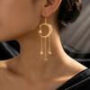 Moqi Celestial Dangle Earrings Alloy Gold Moon Star Tassel Bohemian