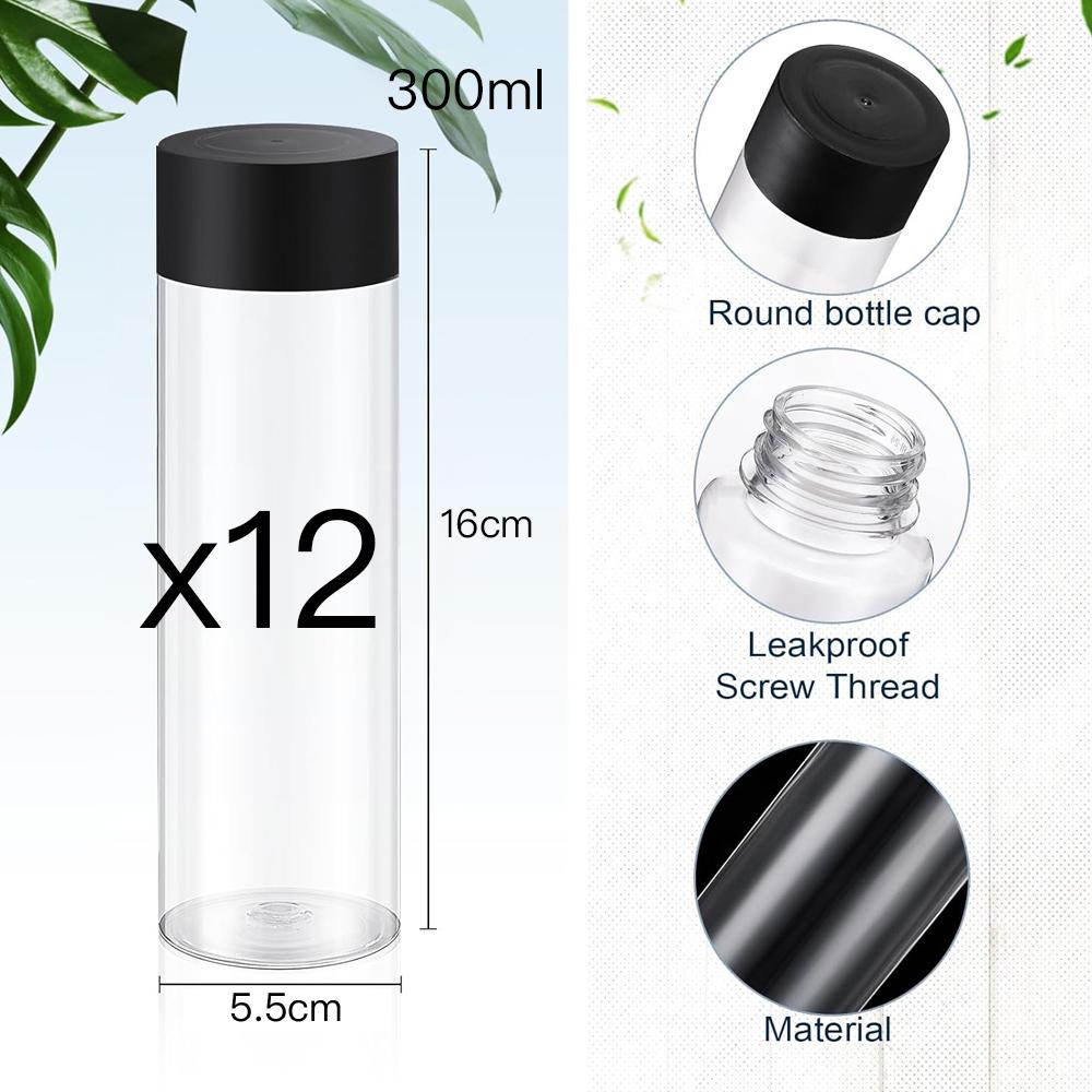 Clear Plastic Bottles Empty Sensory Bottles with Caps PET Plastic Juice Reusable Leakproof Drink Container Bulk for Juice Milk