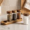 4PCS Moisture-proof Glass Seasoning Jars Transparent Salt Seasoning Organizer  Seasoning Container