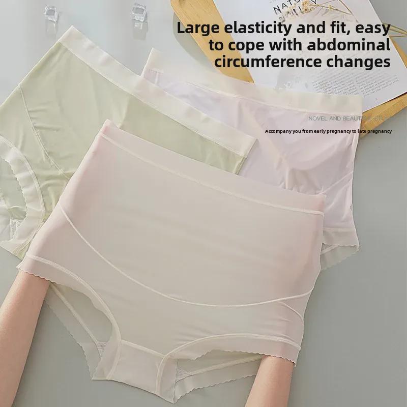 High Waist Seamless Maternity Underwear - Breathable, Supportive, Antibacterial Cotton Crotch, Large Size