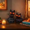 Black Cat Figurine Halloween Table Centerpiece Resin Cat Statue with Spooky Eyes for Party Home Mantel Shelf Decor Cat Lover Gift