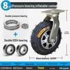 8-10 Inch Thickened Aluminum Alloy Inflatable Rubber Universal Caster Wheel for Handcarts
