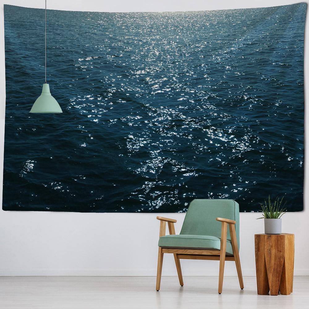 Sparkling Sea Tapestry Landscape Wall Hanging Cloth Bedroom Wall Decoration Room Decoration Outdoor Picnic Mat Beach Sheets