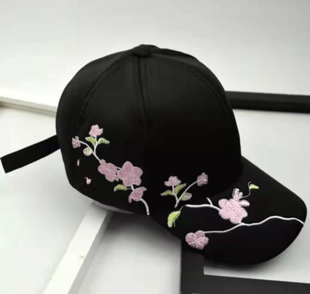 Retro Embroidery Sun Hat Large Head Size Plum Blossom Curved Brim Baseball Cap Unisex Outdoor Dad Hat Trendy New Style