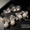 Bright Like A Galaxy Moon Gem Pearl Fringed Earrings, Rich Woman'S Love, Butterfly Zircon Fringed Earrings