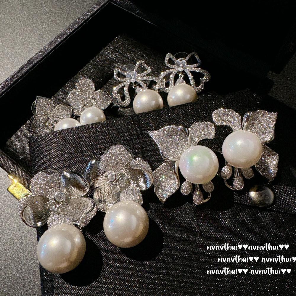 Bright Like A Galaxy Moon Gem Pearl Fringed Earrings, Rich Woman'S Love, Butterfly Zircon Fringed Earrings