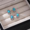 Vintage Rhinestone Turquoise Teardrop Earrings for Women - Stylish Ethnic Studs