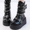 Soleist Luxury Women Shoes New Gothic Style Platform Vampire Ankle Boots Spring Wedges Comfy Motorcycle Boots for Women Brand Shoes