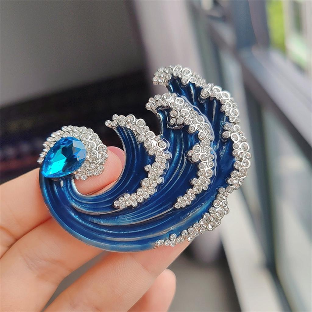 Baiyao XZ0420 Women Vintage Brooch Pin Alloy Wave Design Decoration for Suit Dresses Accessories