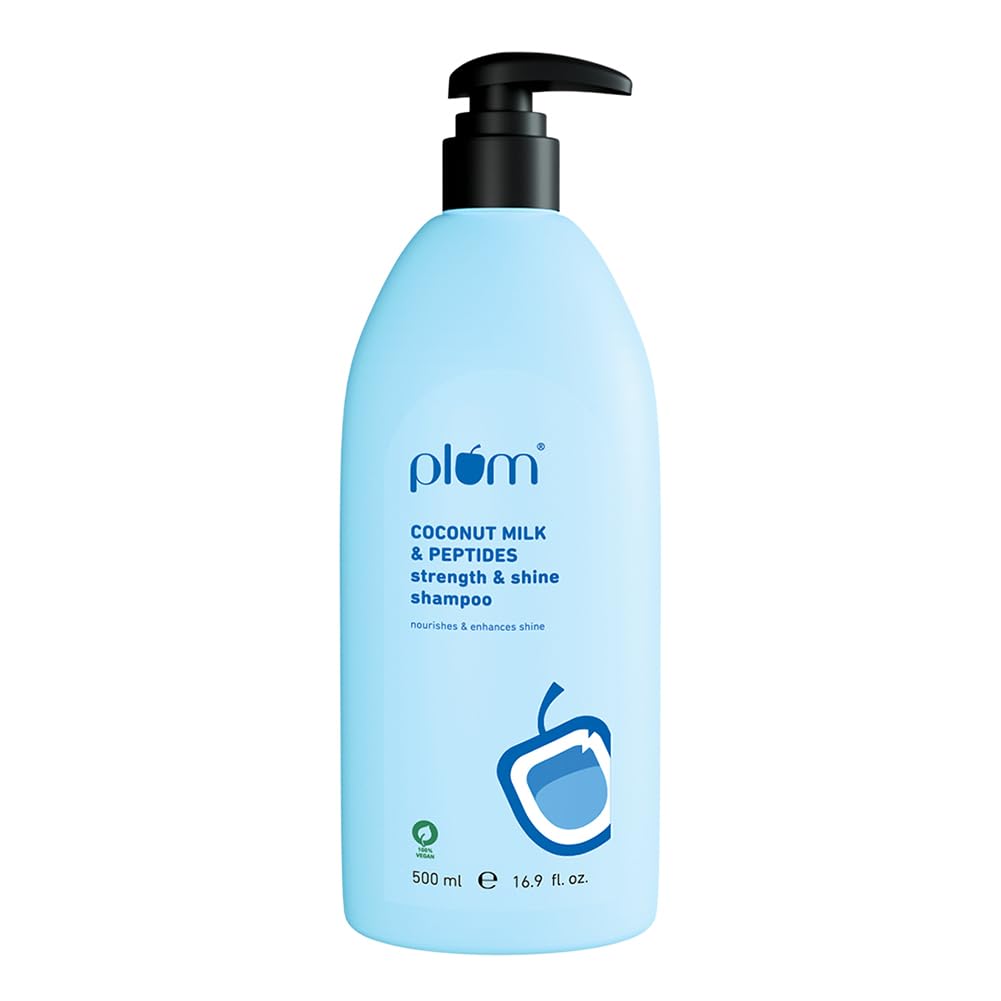 Plum Coconut Milk & Peptides Shampoo 500ml Pack for Dry Frizzy Hair Soft Shiny pH Balanced