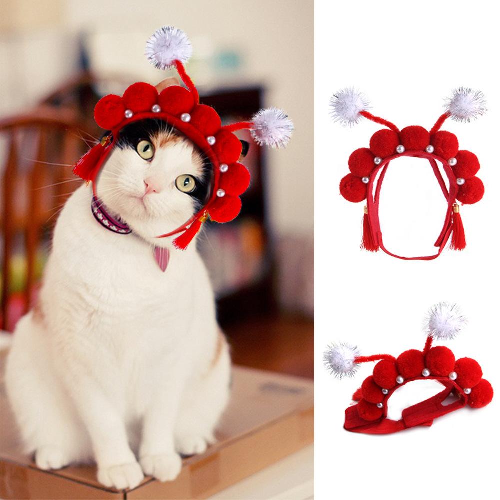 New pet Chinese style hat Teddy dress up Peking Opera headgear cat small dog headgear pet supplies