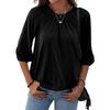 Women's Solid Color Round Neck T-Shirt Shirt Half Sleeve 3/4 Sleeve Casual Loose Pleated Basic Tops
