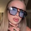 New Popular Fashion Double Bridges Pilot Women Oversized Sunglasses Retro Candy Color Gradient Uv400 Men Punk Sun Glasses