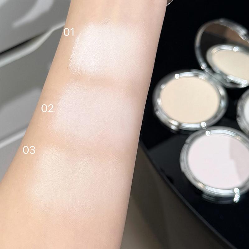NICEKEY Rosa Ballett Gesichtspuder gepresst Weicher Nebel Fixierpuder Dreifarbig Mattes Gesicht Make-up Langanhaltende Ölkontrolle Foundation