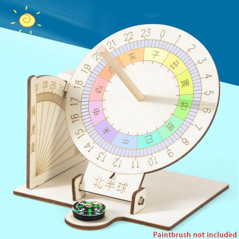Science Children'S Small Production Diy Sundial Model Elementary School Students Handmade Sun Clock Learning Ancient Timers
