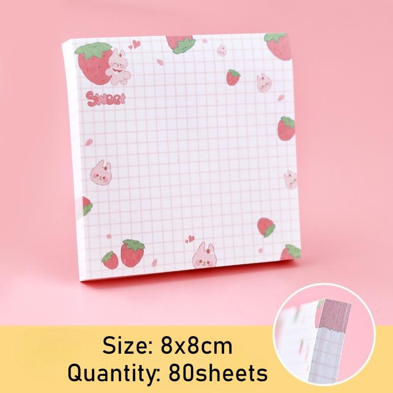 100 листов Детский Мультяшный Фруктовый Узор Стикер Пост-Ит Блокнот в Клетку для Заметок Блокнот для Сообщений Стикеры-Заметки Блокноты Пост-Иты Стикер земляничный