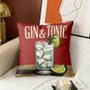 Gin And Tonic Double-Sided Decorative Pillowcase, Modern Cocktail Pattern Cushion Cover For Home Office Car