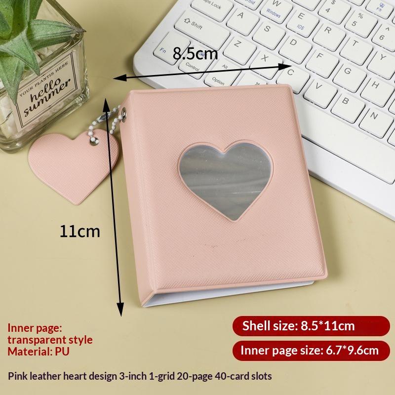 Cute Heart Design Photocard Holder 3 Inch 40 Pockets Hollow Photo Album for Teen Idol Lomo Card Collection Organization