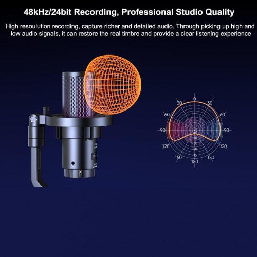 Comica USB Microphone for Computers and Smartphones, RGB Cardioid Condenser Gaming Microphone (for Podcasting, Streaming, and Recording) with Desktop