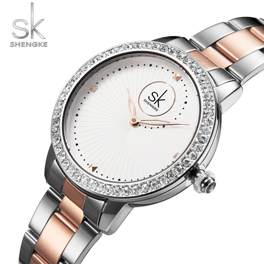 SHENGKE Luxury Women's Watch Women Geneva Designer Ladies Watch For Women Luxury Japanese Quartz Rose Golden Wrist Watch
