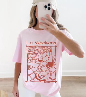 Le Weekend Shirt, French Aesthetic Comfort Colors Tee, Wine Lover Shirt, Parisian Style T-Shirt, Slow Living Outfit, Cute Brunch Graphic Tee