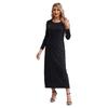 Damen Unifarbene Islamische Arabische Kleider Rundhalsausschnitt Langarm Muslimische Gebets-Langgewänder Locker Basic-Kleid für Freizeitkleidung