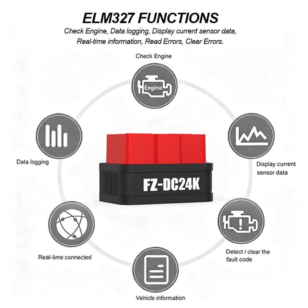 Car OBD 2 Scanner Intelligent ELM327 OBD2 Code Reader Bluetooth OBD2 Diagnostic Tools Fault Code Clear Automobile Battery Tester
