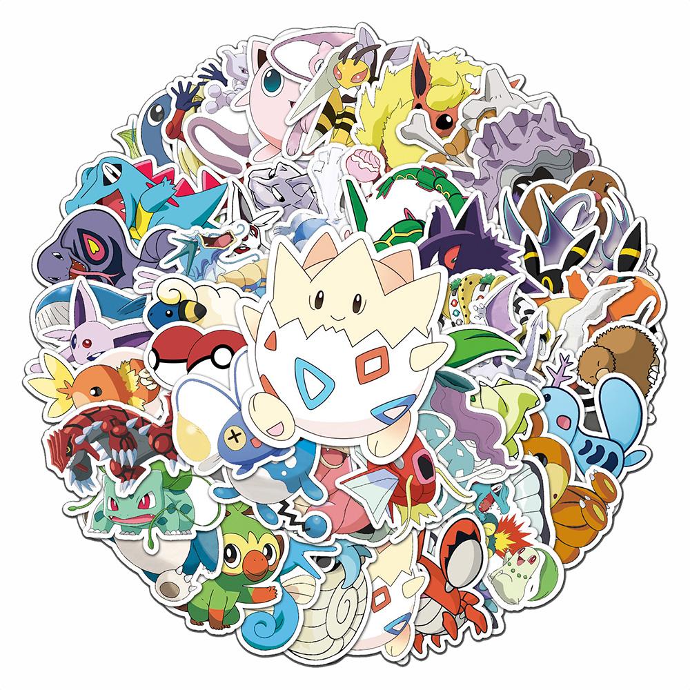 10/30/50pcs Cartoon Stickers Cute Pikachu Waterproof Decals DIY Guitar Skateboard Stationery Japanese Anime Sticker Pack