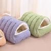 Plush Semi-sealed Pet Bed Checkered Pattern Cat House Cozy Winter Cat Bed  Pet Supplies