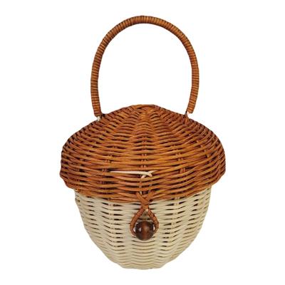 Panier Tissé à la Main Élégant en Rotin Synthétique avec Motifs de Pommes de Pin Pour la Décoration Intérieure et l'Usage Extérieur