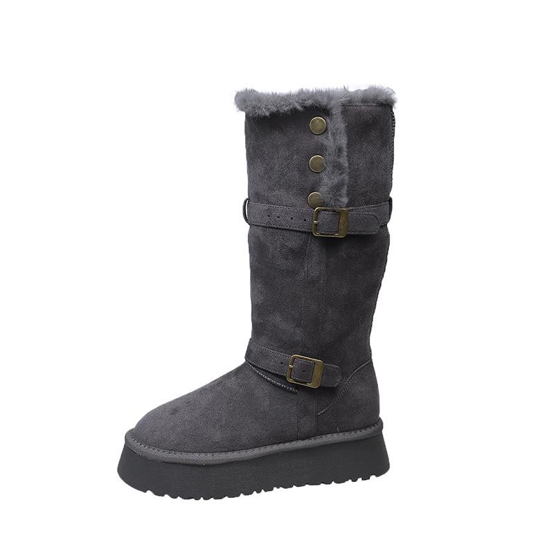 

Maillard tall tube two wear snow boots women s 2025 winter thick-soled boots belt buckle velvet thermal cotton boots 40 сірий колір
