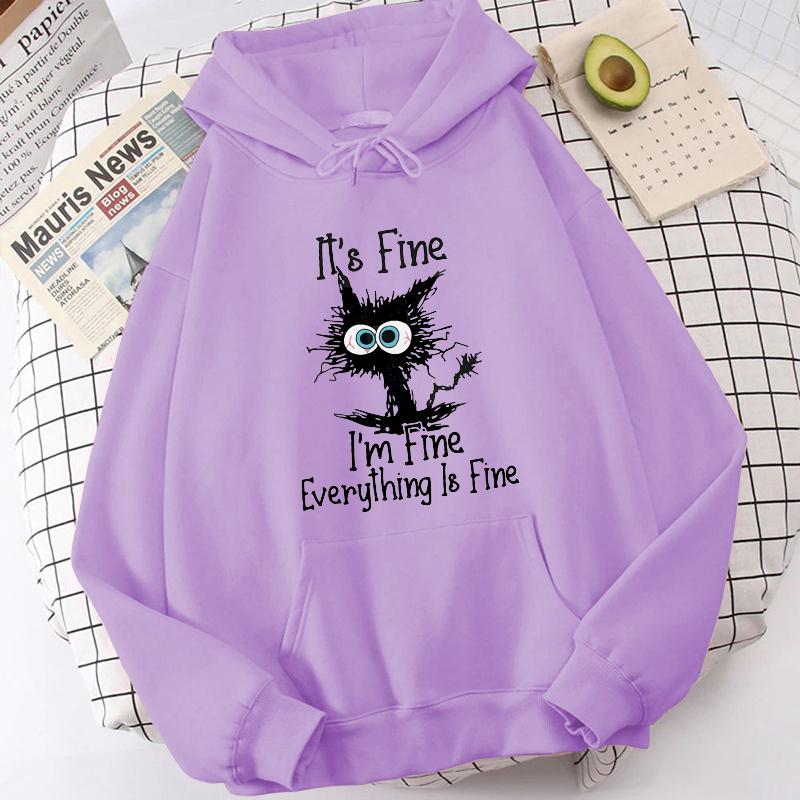 (Unisex Hoodie)New Cat Printed Hoodies Women Unisex Sweatshirt Hooded Casual Tops Pullovers