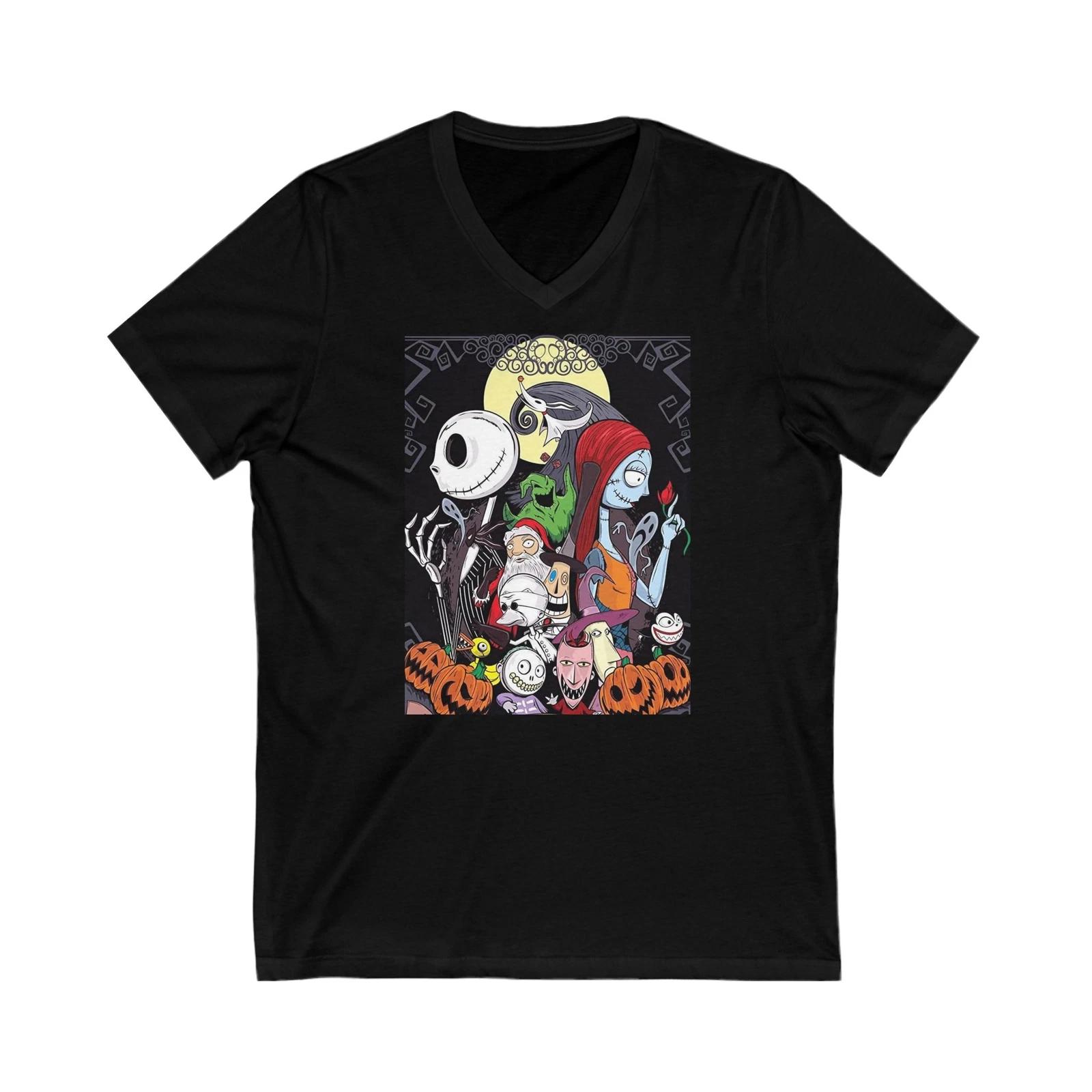Nightmare Before Christmas Jersey Short Sleeve V-Neck Tee XL