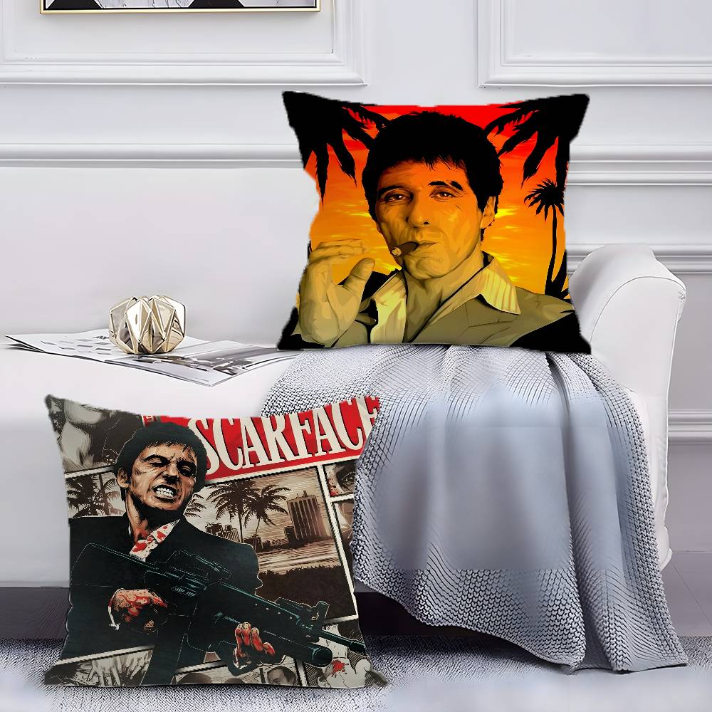 Hot Classic Movie Scarface-S Pillow Case Anti-dustmite Pillowcase Invisible Zipper Silky Short Plush Sofa Cushion Cover