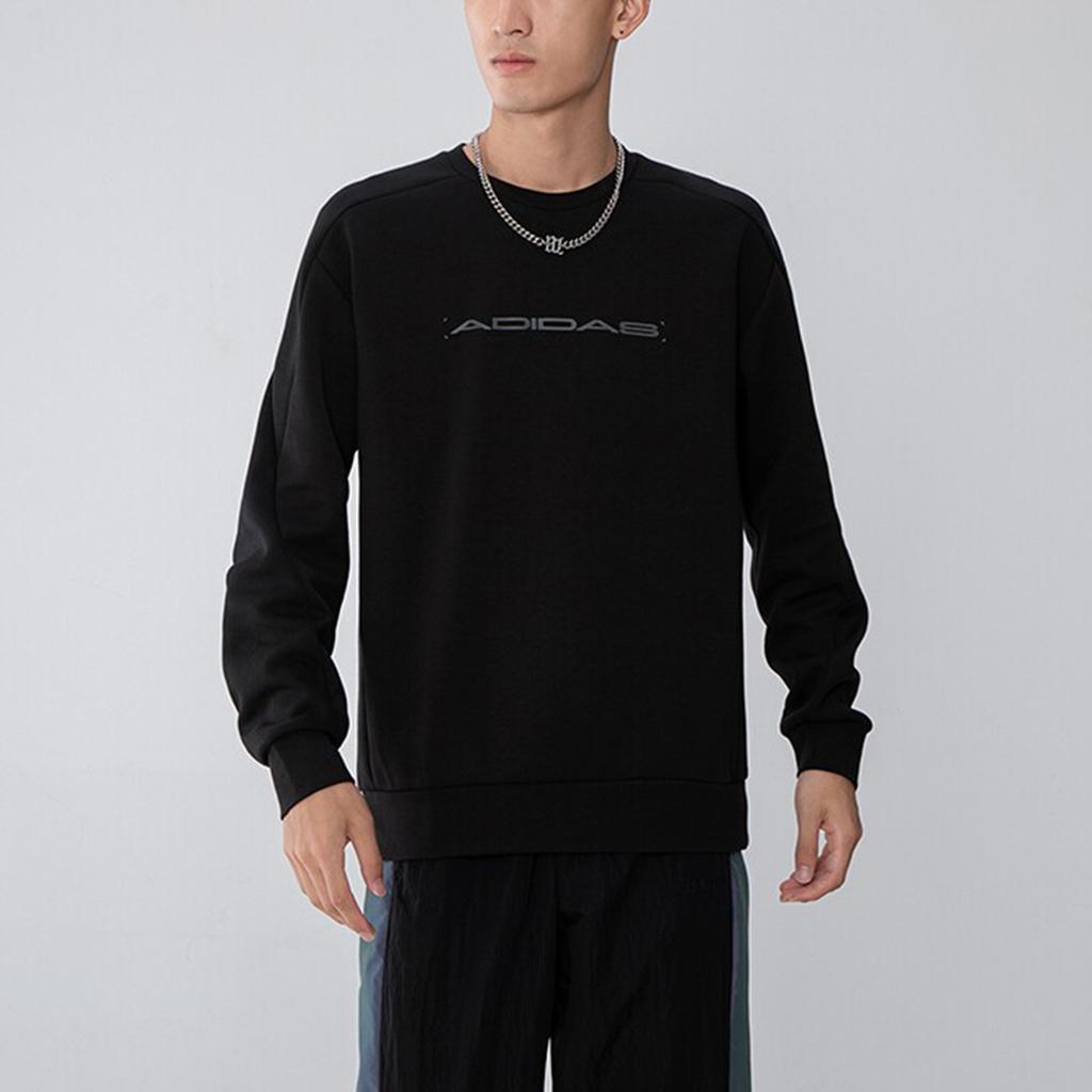 Adidas Essentials Sweatshirt With Printed Logo Men Tops Black H39272